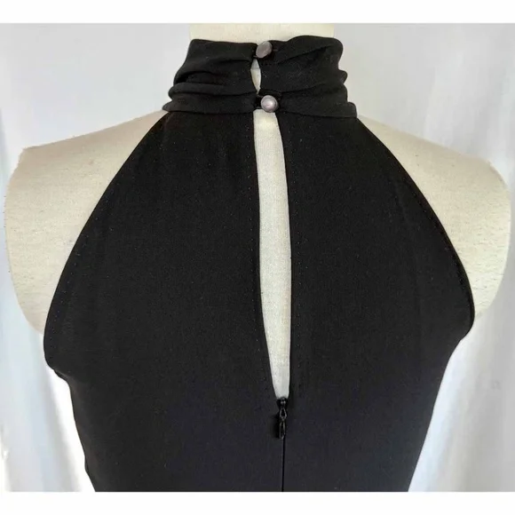 Max Mara Vintage Black Grecian HaNeck Keyhole Crepe Cocktail Dress Women Size 6 - Picture 5 of 8